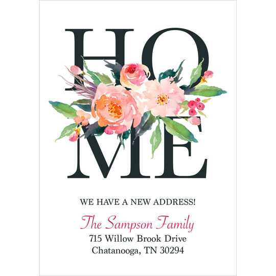 Watercolor Floral Home Moving Announcements